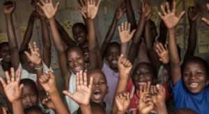 children cheering