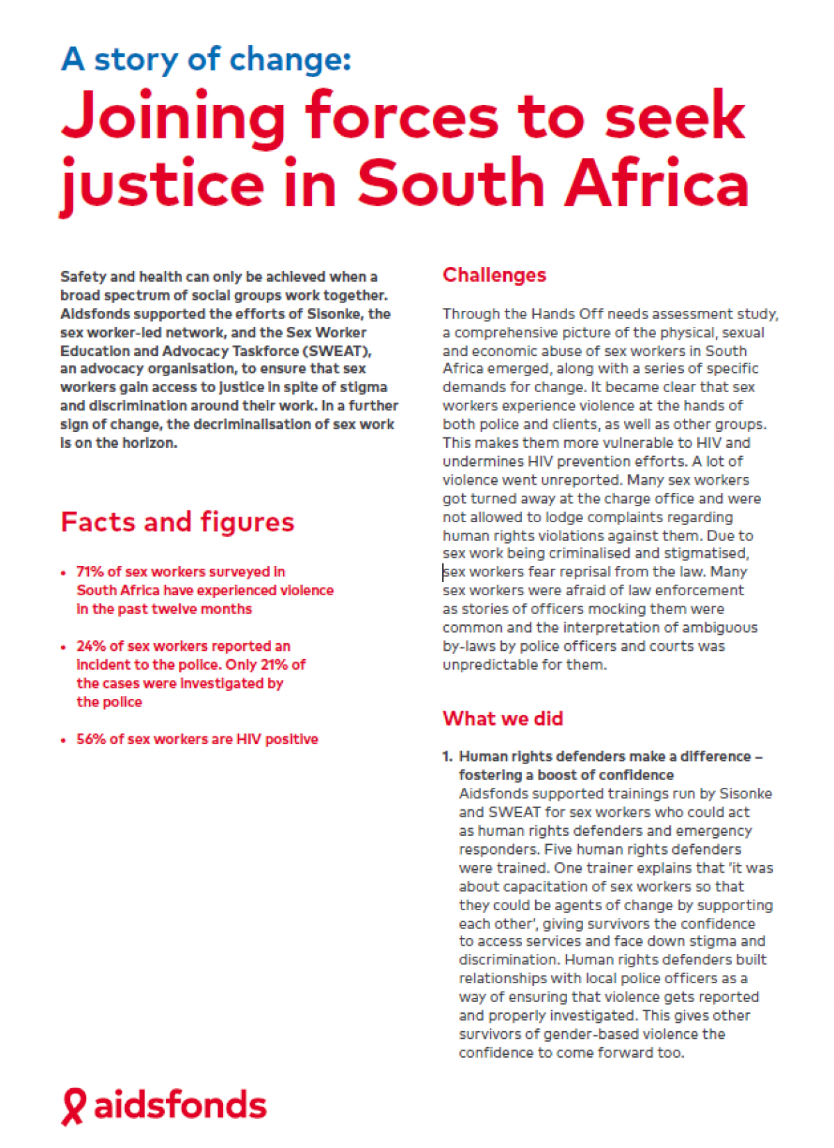 A story of change: Joining forces to seek justice in South Africa -  Aidsfonds | Ending AIDS Together