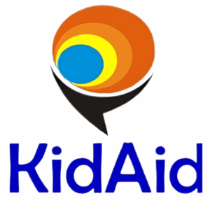 Logo featuring a stylized speech bubble with layered orange, yellow, and blue circles above the word 